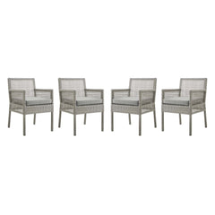 Aura Gray Outdoor Patio Wicker Rattan Dining Armchair (Set of 4) - Ornate Home