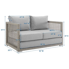 Aura Gray Outdoor Patio Wicker Rattan Loveseat - Ornate Home