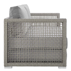 Aura Gray Outdoor Patio Wicker Rattan Loveseat - Ornate Home