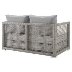 Aura Gray Outdoor Patio Wicker Rattan Loveseat - Ornate Home