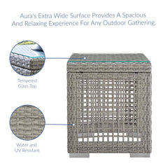 Aura Gray Outdoor Patio Wicker Rattan Side Table - Ornate Home
