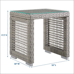 Aura Gray Outdoor Patio Wicker Rattan Side Table - Ornate Home