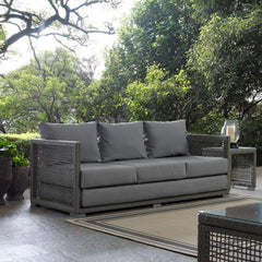 Aura Gray Outdoor Patio Wicker Rattan Sofa - Ornate Home