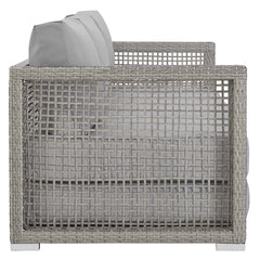 Aura Gray Outdoor Patio Wicker Rattan Sofa - Ornate Home