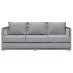 Aura Gray Outdoor Patio Wicker Rattan Sofa - Ornate Home