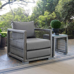 Aura Gray Rattan Outdoor Patio Armchair - Ornate Home
