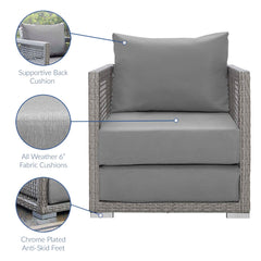 Aura Gray Rattan Outdoor Patio Armchair - Ornate Home