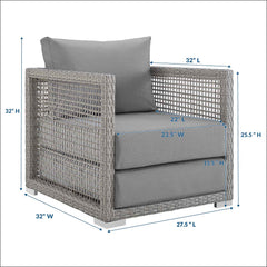 Aura Gray Rattan Outdoor Patio Armchair - Ornate Home