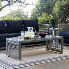 Aura Gray Rattan Outdoor Patio Coffee Table - Ornate Home