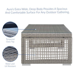 Aura Gray Rattan Outdoor Patio Coffee Table - Ornate Home