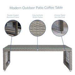 Aura Gray Rattan Outdoor Patio Coffee Table - Ornate Home