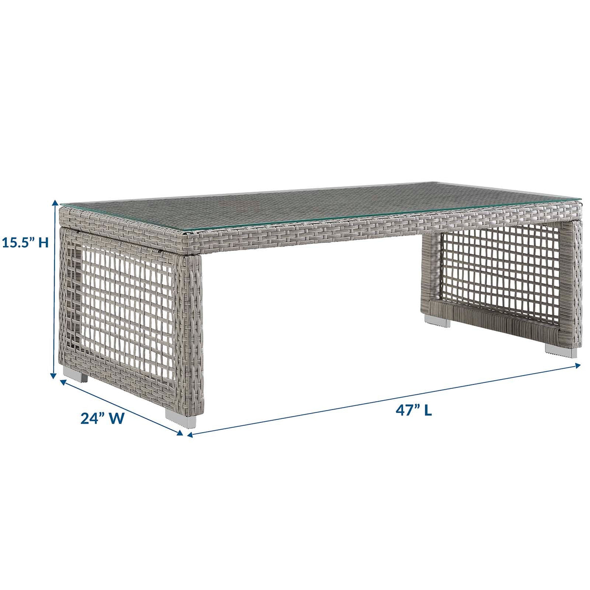 Aura Gray Rattan Outdoor Patio Coffee Table - Ornate Home