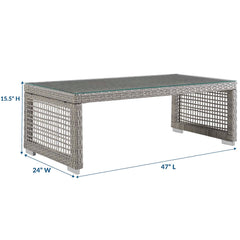 Aura Gray Rattan Outdoor Patio Coffee Table - Ornate Home