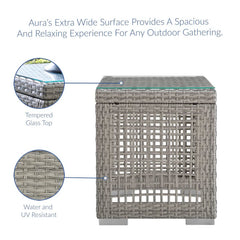 Aura Gray/White 3 Piece Outdoor Patio Wicker Rattan Set - 27.5x68" - Ornate Home