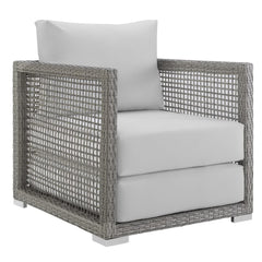 Aura Gray/White 3 Piece Outdoor Patio Wicker Rattan Set - 27.5x68" - Ornate Home