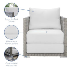 Aura Gray/White 3 Piece Outdoor Patio Wicker Rattan Set - 27.5x68" - Ornate Home