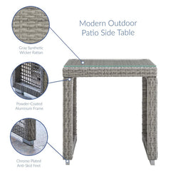 Aura Gray/White 3 Piece Outdoor Patio Wicker Rattan Set - 27.5x82" - Ornate Home