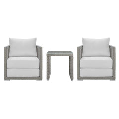 Aura Gray/White 3 Piece Outdoor Patio Wicker Rattan Set - 27.5x82" - Ornate Home