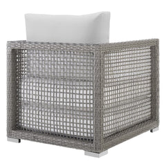 Aura Gray/White 3 Piece Outdoor Patio Wicker Rattan Set - 27.5x82" - Ornate Home