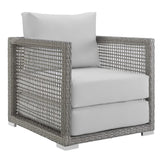 Aura Gray/White 4 Piece Outdoor Patio Wicker Rattan Set - Ornate Home