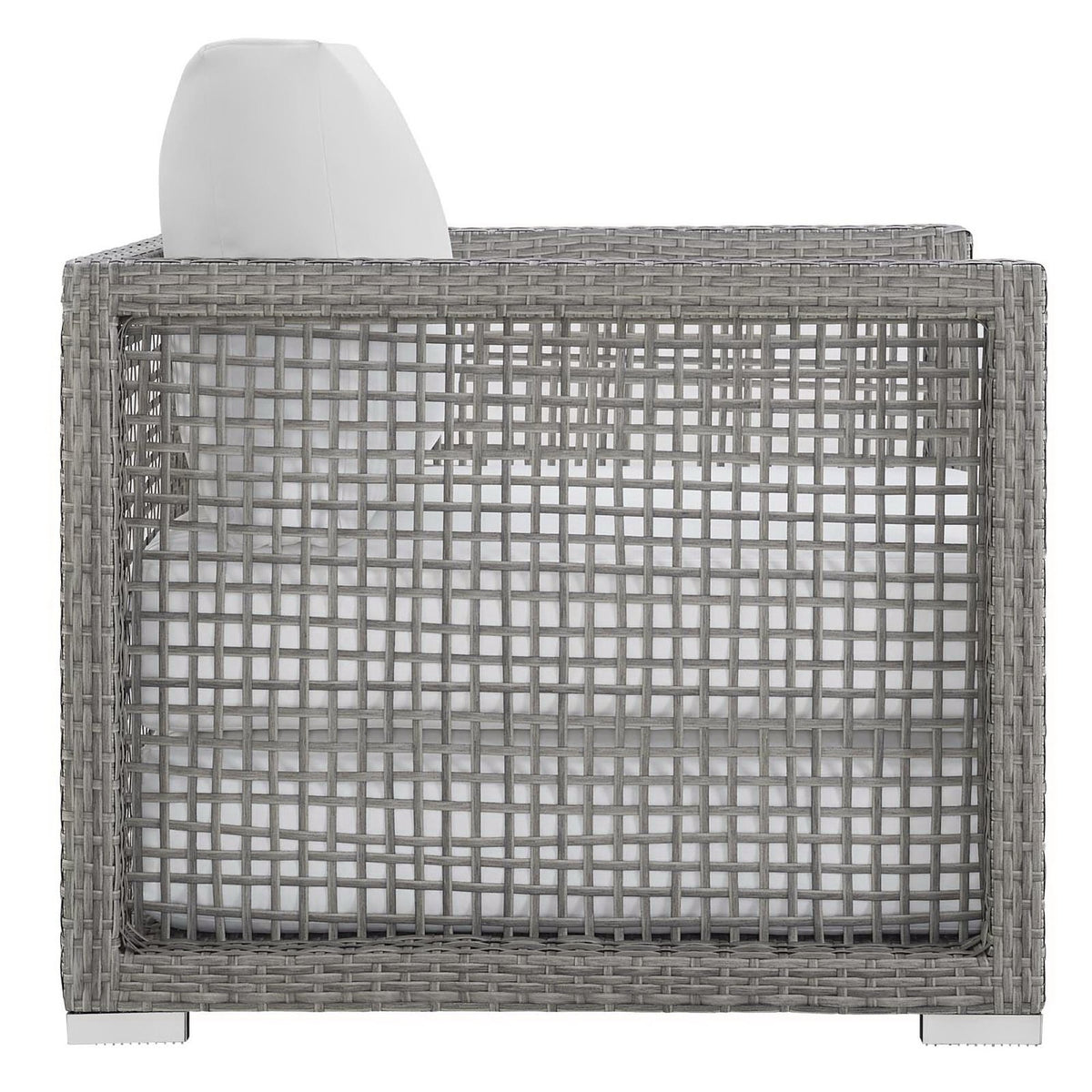 Aura Gray/White 4 Piece Outdoor Patio Wicker Rattan Set - Ornate Home