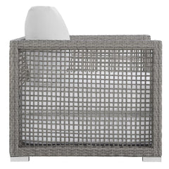 Aura Gray/White 4 Piece Outdoor Patio Wicker Rattan Set - Ornate Home