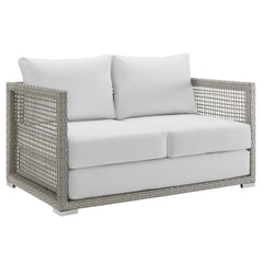 Aura Gray/White 4 Piece Outdoor Patio Wicker Rattan Set - Ornate Home