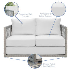 Aura Gray/White 4 Piece Outdoor Patio Wicker Rattan Set - Ornate Home