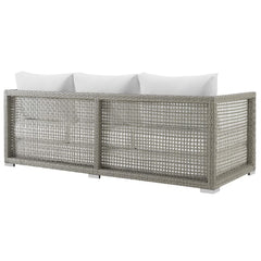 Aura Gray/White 4 Piece Outdoor Patio Wicker Rattan Set - Ornate Home