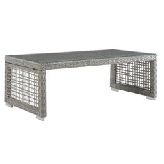 Aura Gray/White 4 Piece Outdoor Patio Wicker Rattan Set - Ornate Home