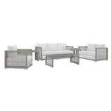 Aura Gray/White 6 Piece Outdoor Patio Wicker Rattan Set - Ornate Home