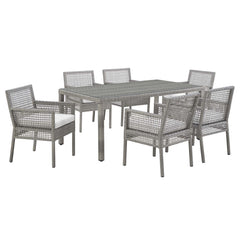 Aura Gray/White 7 Piece Outdoor Patio Wicker Rattan Set - Ornate Home