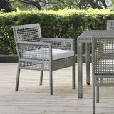 Aura Gray/White Outdoor Patio Wicker Rattan Dining Armchair - Ornate Home