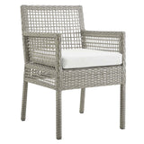 Aura Gray/White Outdoor Patio Wicker Rattan Dining Armchair - Ornate Home