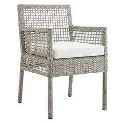 Aura Gray/White Outdoor Patio Wicker Rattan Dining Armchair - Ornate Home