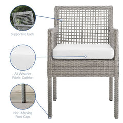 Aura Gray/White Outdoor Patio Wicker Rattan Dining Armchair - Ornate Home