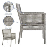 Aura Gray/White Outdoor Patio Wicker Rattan Dining Armchair - Ornate Home