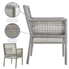 Aura Gray/White Outdoor Patio Wicker Rattan Dining Armchair - Ornate Home