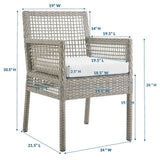 Aura Gray/White Outdoor Patio Wicker Rattan Dining Armchair - Ornate Home