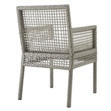 Aura Gray/White Outdoor Patio Wicker Rattan Dining Armchair - Ornate Home