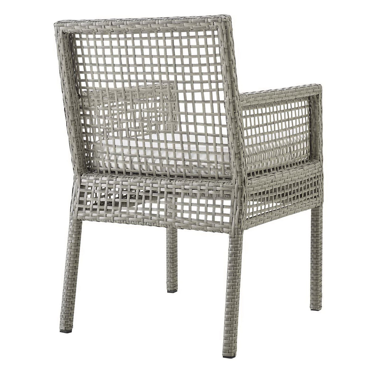 Aura Gray/White Outdoor Patio Wicker Rattan Dining Armchair - Ornate Home