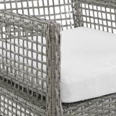 Aura Gray/White Outdoor Patio Wicker Rattan Dining Armchair - Ornate Home