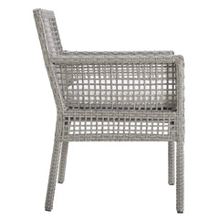 Aura Gray/White Outdoor Patio Wicker Rattan Dining Armchair (Set of 2) - Ornate Home