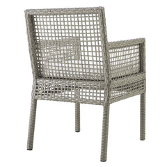 Aura Gray/White Outdoor Patio Wicker Rattan Dining Armchair (Set of 4) - Ornate Home