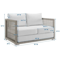 Aura Gray/White Outdoor Patio Wicker Rattan Loveseat - Ornate Home