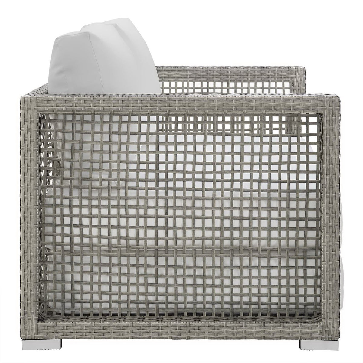Aura Gray/White Outdoor Patio Wicker Rattan Loveseat - Ornate Home