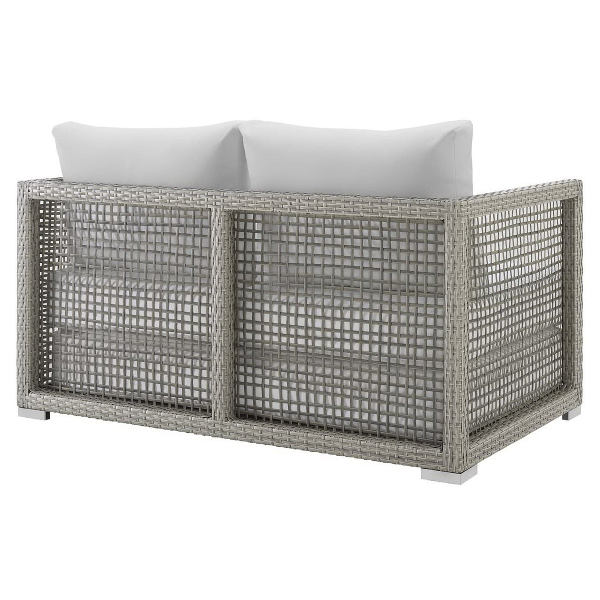 Aura Gray/White Outdoor Patio Wicker Rattan Loveseat - Ornate Home