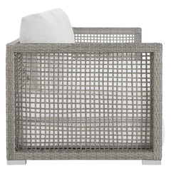 Aura Gray/White Outdoor Patio Wicker Rattan Sofa - Ornate Home