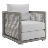 Aura Gray/White Rattan Outdoor Patio Armchair - Ornate Home