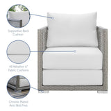 Aura Gray/White Rattan Outdoor Patio Armchair - Ornate Home